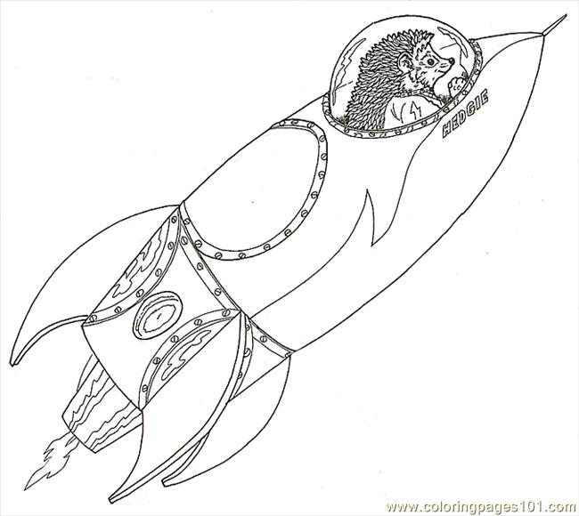 free printable coloring image Hedgie Space Ship