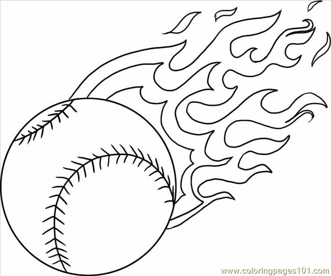 Coloring Pages A Baseball With Flames Step 4 (Sports > Baseball) free