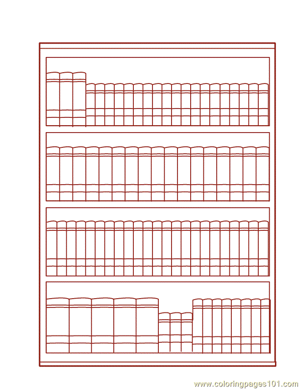 Coloring Pages Book shelf (Education > Books) free printable coloring