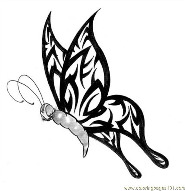 Coloring Pages Tribal Butterfly (Insects > Butterfly) - free printable