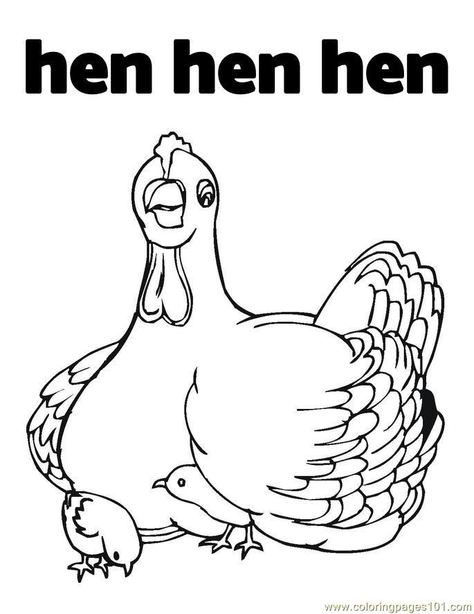 Coloring Pages Hen Hen Hen (Birds > Chicks, Hens and Roosters) - free