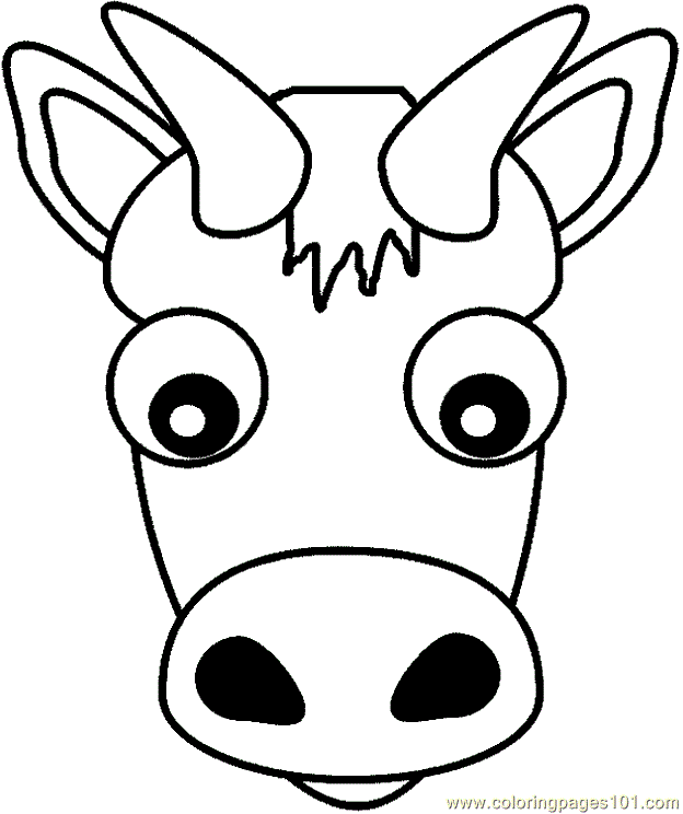 Coloring Pages Cow Head (Animals > Cow) free printable coloring page