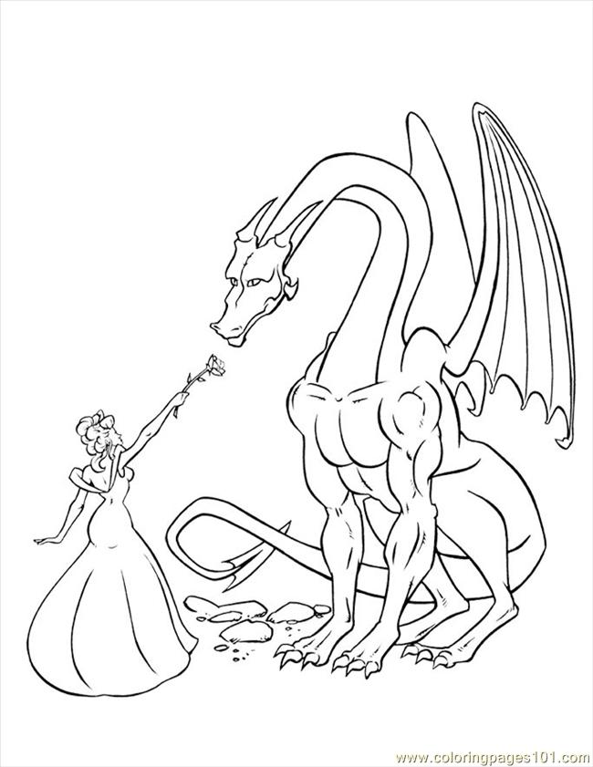free printable coloring image Princess Dragon