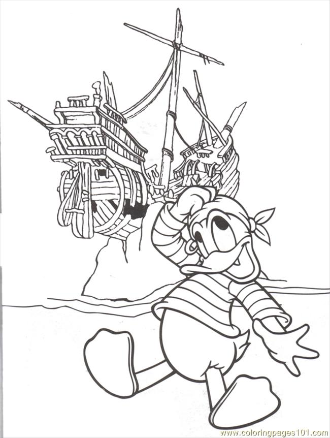 Coloring Pages Donald Pirate Ship (Birds > Ducks) - free printable