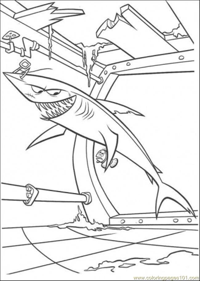 Finding Nemo Shark Coloring Sheet Coloring Pages