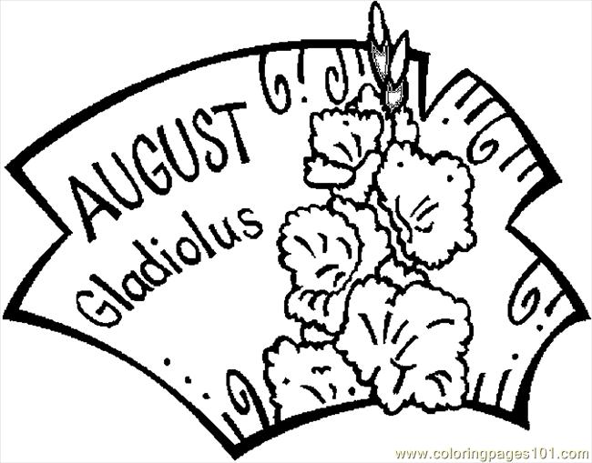 Coloring Pages 08 August Gladiolus 1 (Natural World > Flowers) - free
