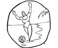 Lady On The Beach Plays Football
