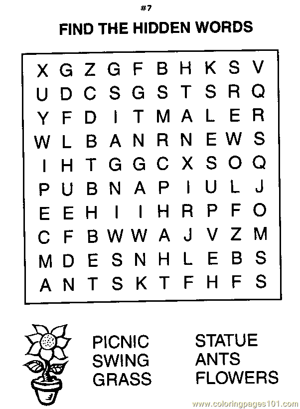 free printable coloring image Word 7