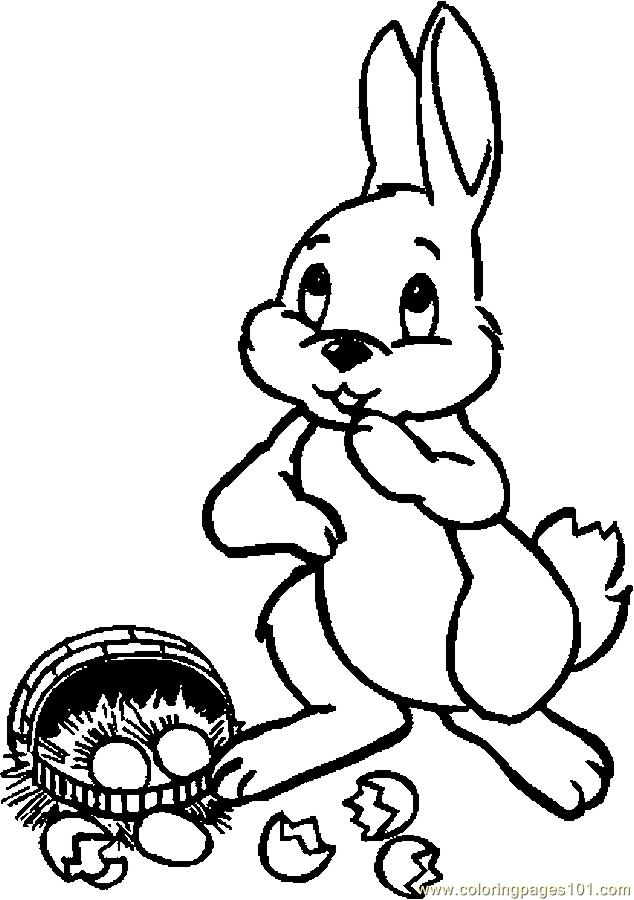 Coloring Pages Bunny & Dropped Basket (Entertainment > Holidays) - free
