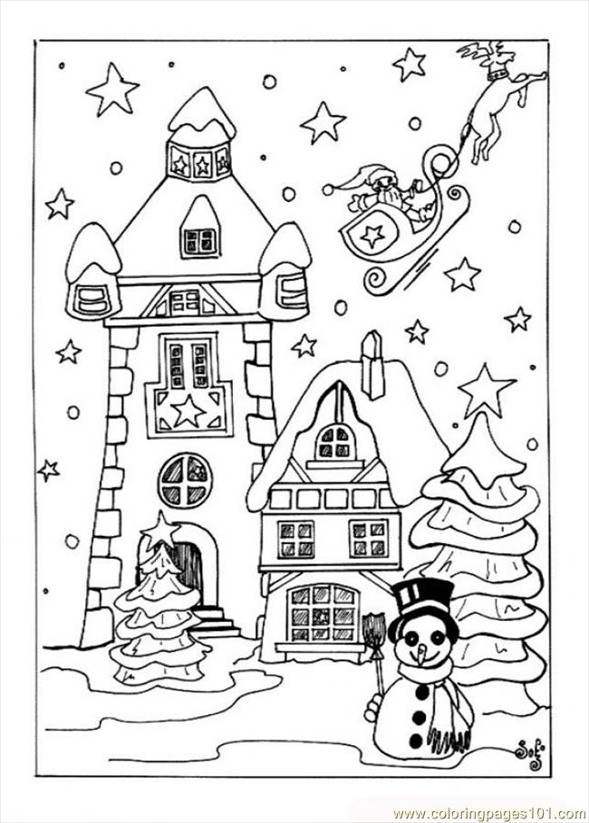 Coloring Pages Christmas Village Source Qfx (Architecture > Houses