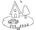 House And A Car Coloring Page