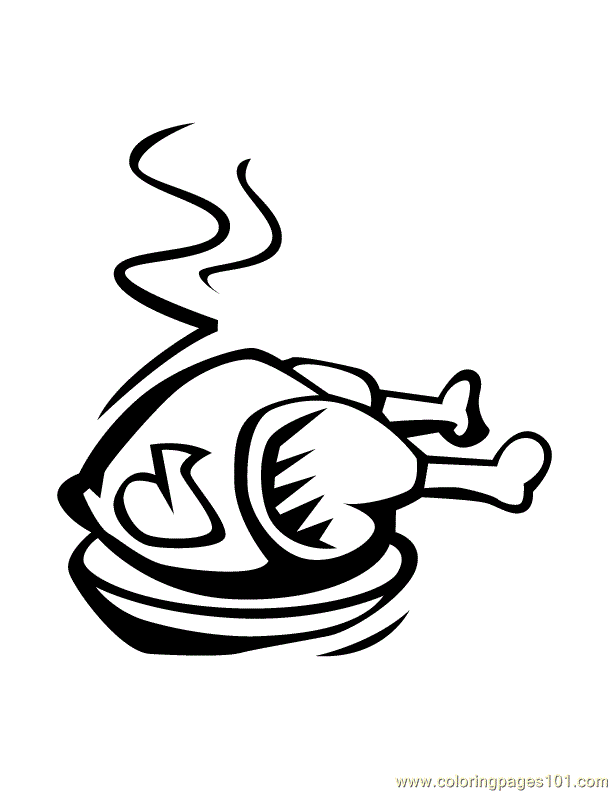 Coloring Pages Chicken (Food & Fruits > Meat) - free printable coloring