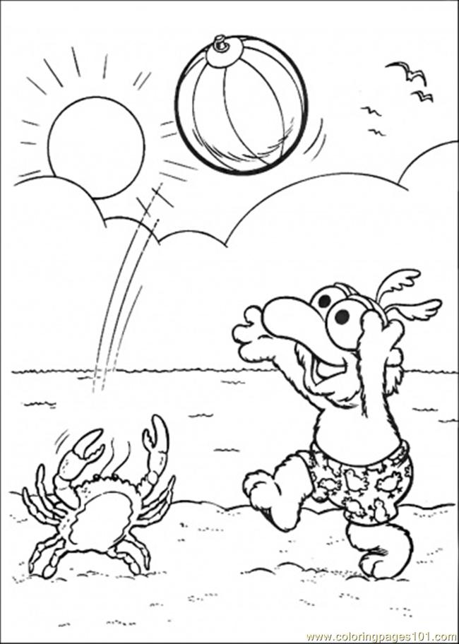 Coloring Pages Playing At The Beach (Cartoons > Muppet Babies) - free
