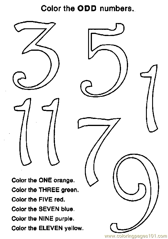 free printable coloring image Odd Numbers