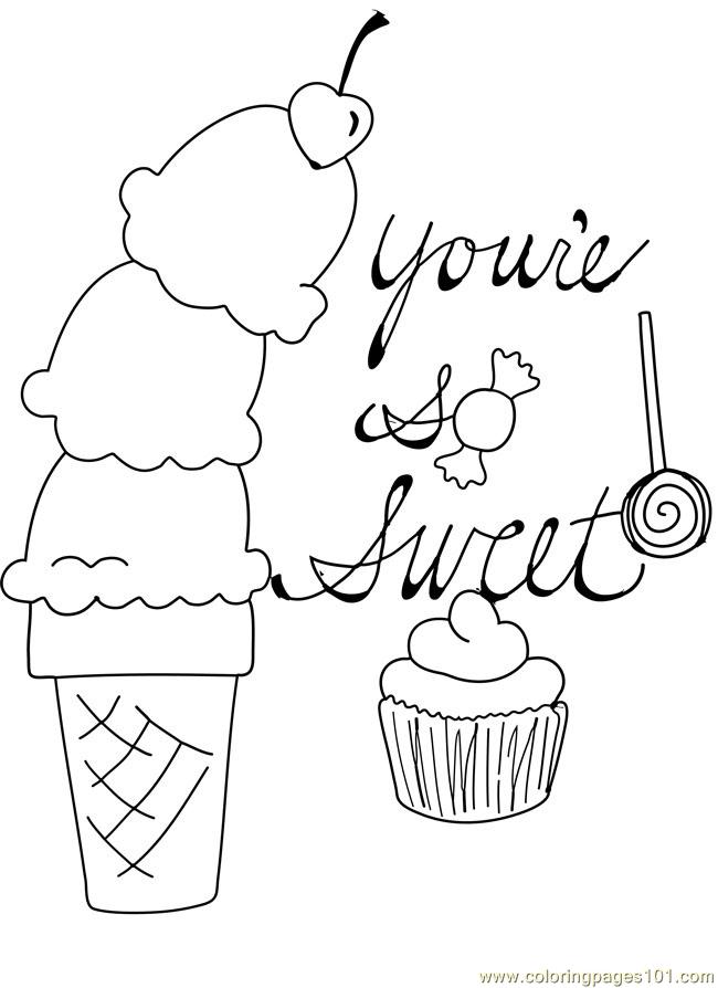 Coloring Pages Candy Cupcake Ice Cream Cone Cherry Valentine