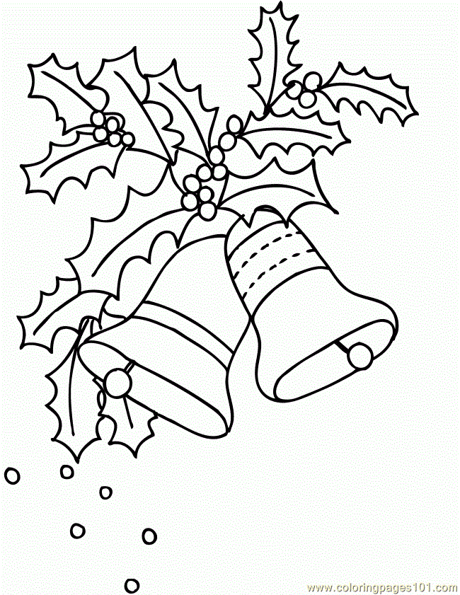 free printable coloring image Holly Bells 650x841