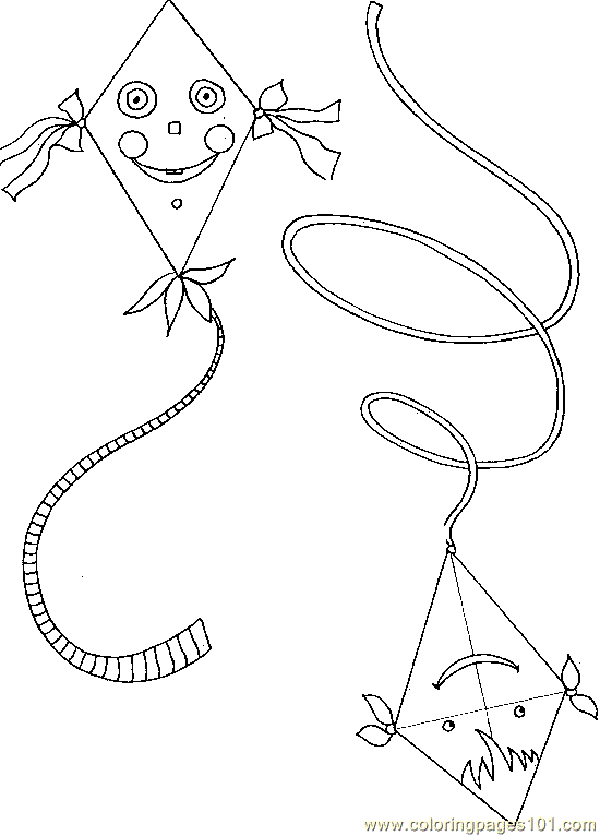 free printable coloring image Kite Coloring Page 09