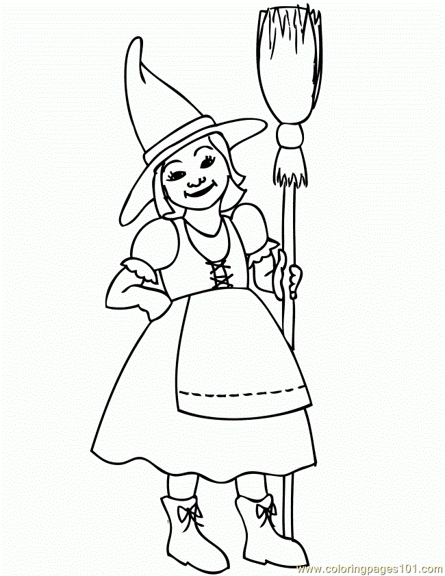 free printable coloring image Little Witch 650x841