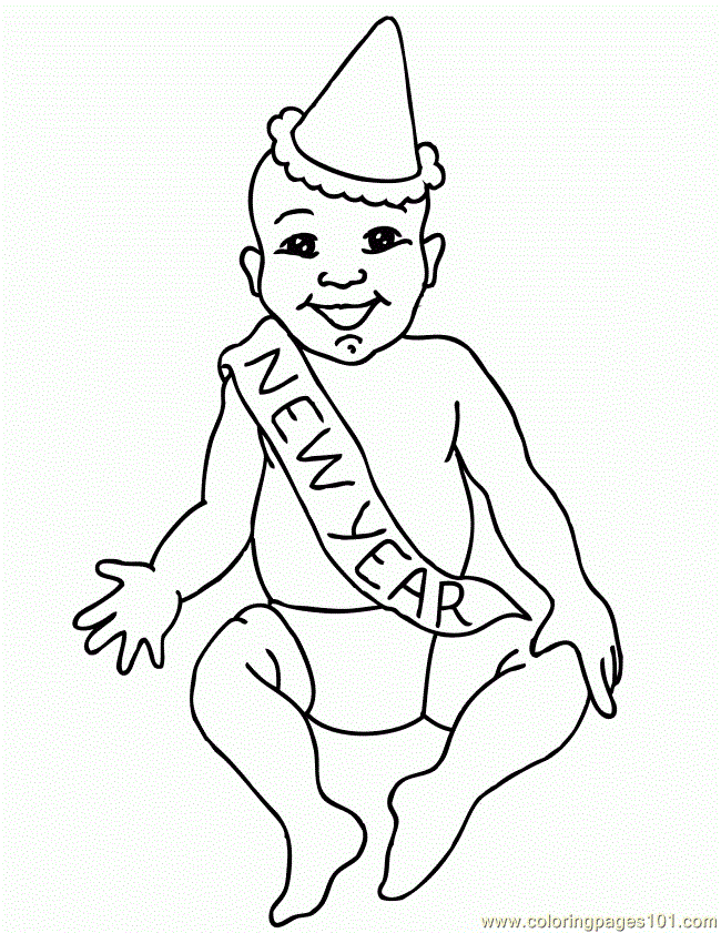 free printable coloring page New Year Baby 650x841 (Entertainment ...