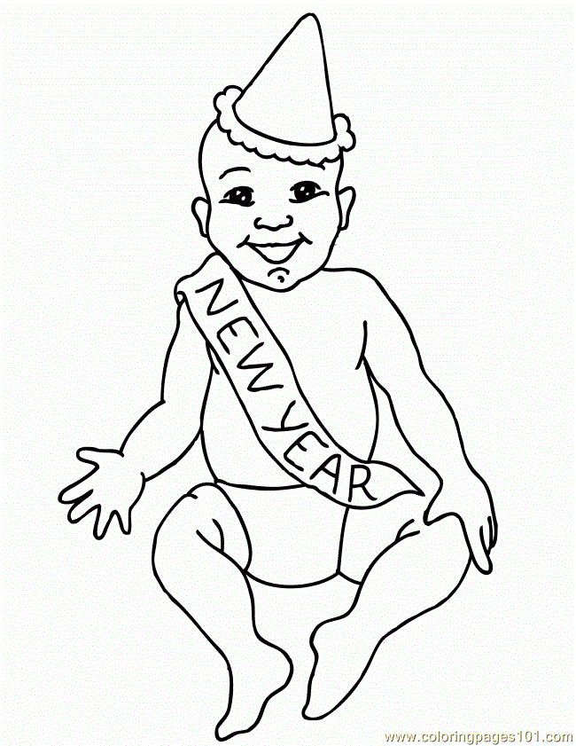 free printable coloring image New Year Baby 650x841