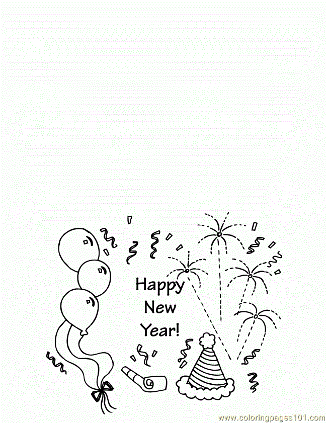 free printable coloring image New Year Greeting Card 650x841