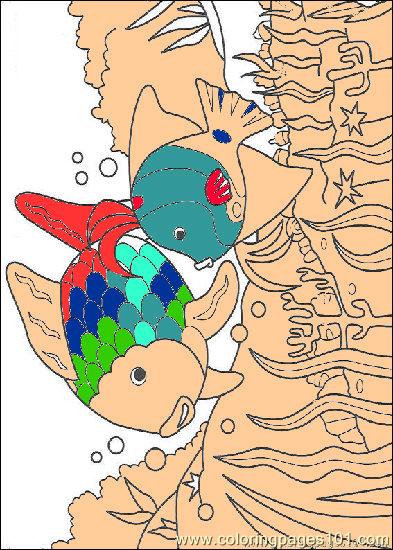 free printable coloring image Rainbow Fish001