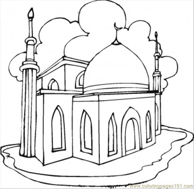 free printable coloring image Mosque