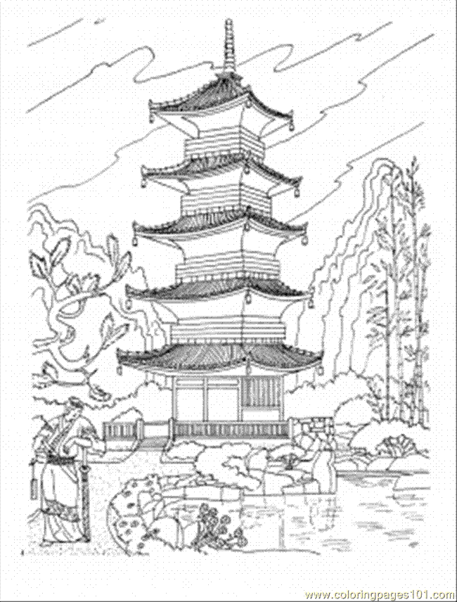 Coloring Pages Buddhist Pagoda In Japan (Architecture > Sightseeing) - free printable coloring ...