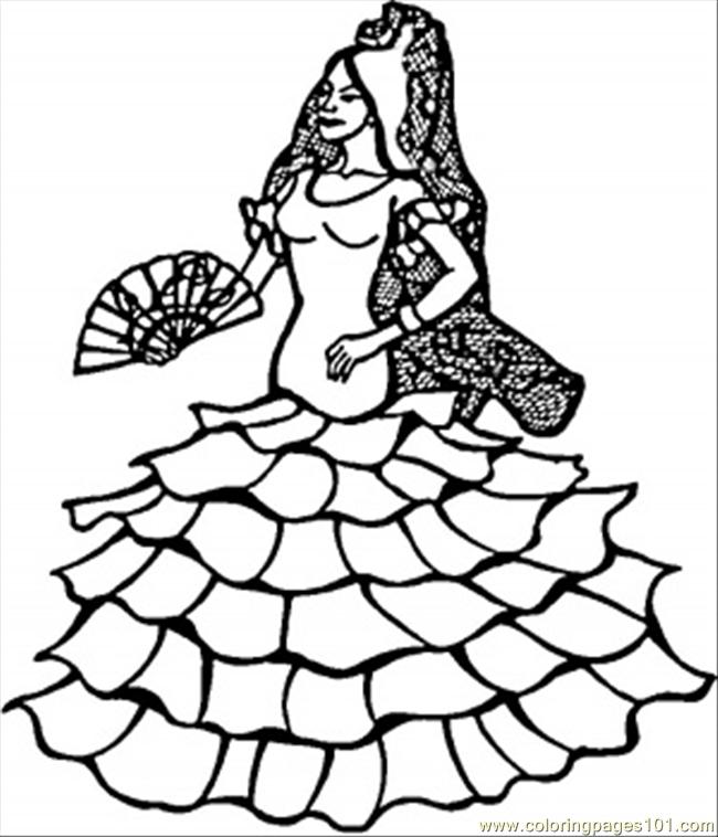 free printable coloring image Spanish Dancer