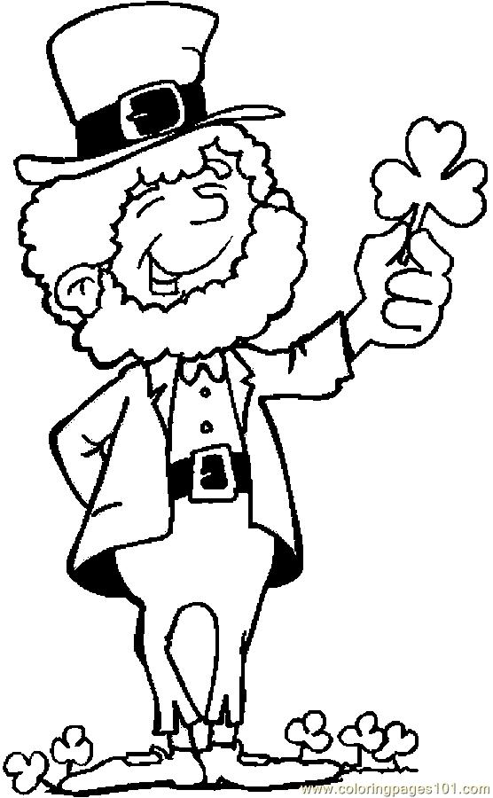 Coloring Pages Leprechaun & Shamrock (Holidays > St. Patrick's Day