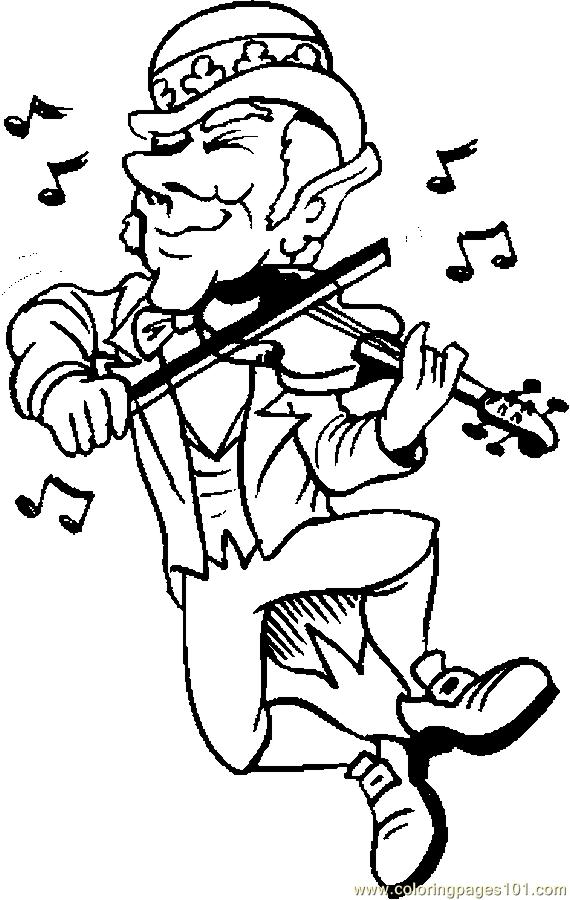 Coloring Pages Leprechaun Fiddling (Holidays > St. Patrick ...