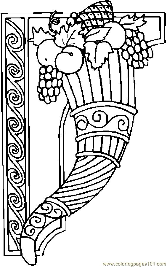 Coloring Pages Cornucopia Border (Holidays > Thanksgiving Day) - free