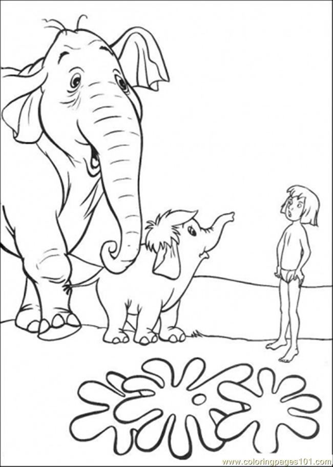 Coloring Pages Mowgli With Hathi (Cartoons > The Jungle Book) - free