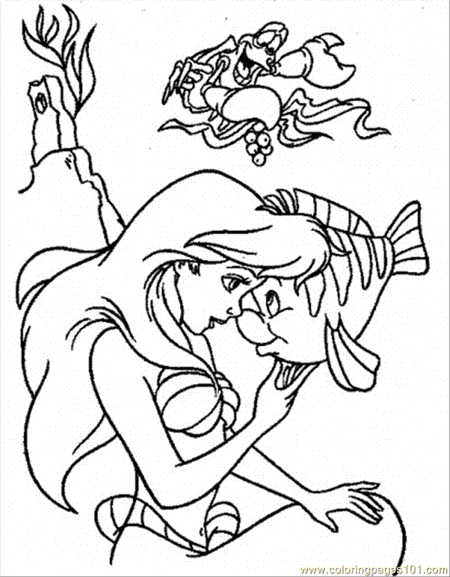 Coloring Pages Ariel Flounder Sebastian Cartoons > The Little Mermaid ...