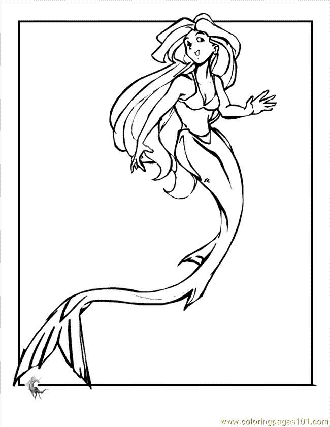 mermaid coloring pages easy