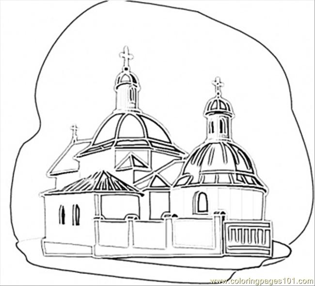 Coloring Pages Church In Kiev (Countries > Ukraine) - free printable