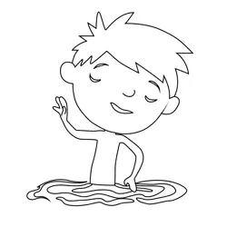 Justin Play In The Water Justin Time Free Coloring Page for Kids