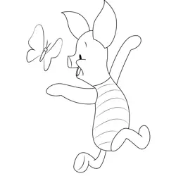 Butterfly With Piglet Free Coloring Page for Kids
