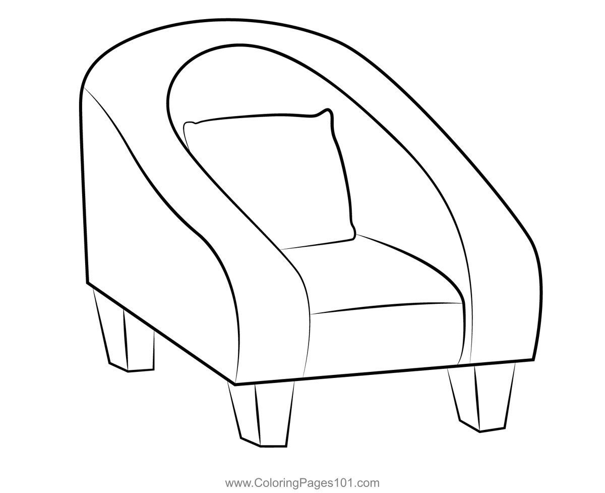 Front View Of Chair Coloring Page for Kids - Free Furnitures