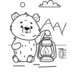 Cute Bear Camping Adventure Free Coloring Page for Kids