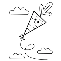 Happy Carrot Kite Flying Free Coloring Page for Kids