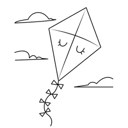 Sleepy Kite in Sky Free Coloring Page for Kids
