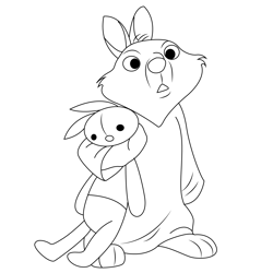 Bunny With Teddy Free Coloring Page for Kids