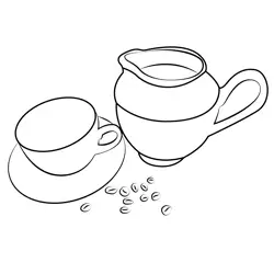 Coffee Set Free Coloring Page for Kids