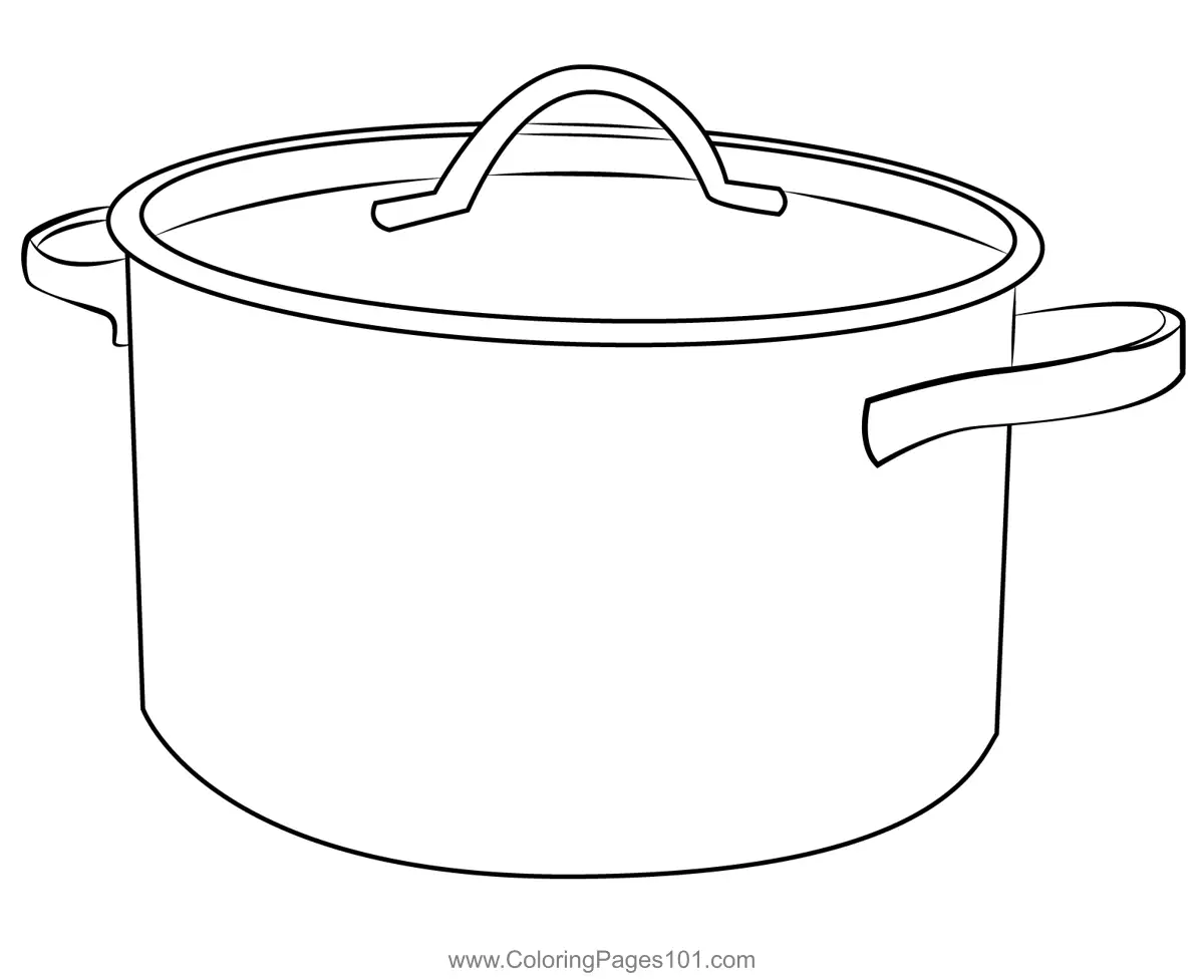 Cooking Pot Coloring Page for Kids - Free Crocodile Printable Coloring