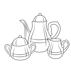 Cup And Saucer Free Coloring Page for Kids