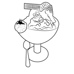 Cup Of Ice Cream Free Coloring Page for Kids