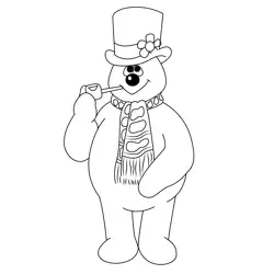 Cute Frosty The Snowman Free Coloring Page for Kids