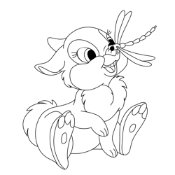 Dragonfly Sitting On Bunny Nose Free Coloring Page for Kids