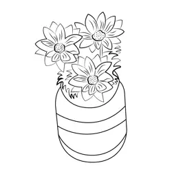 Flowers In Bowl Free Coloring Page for Kids